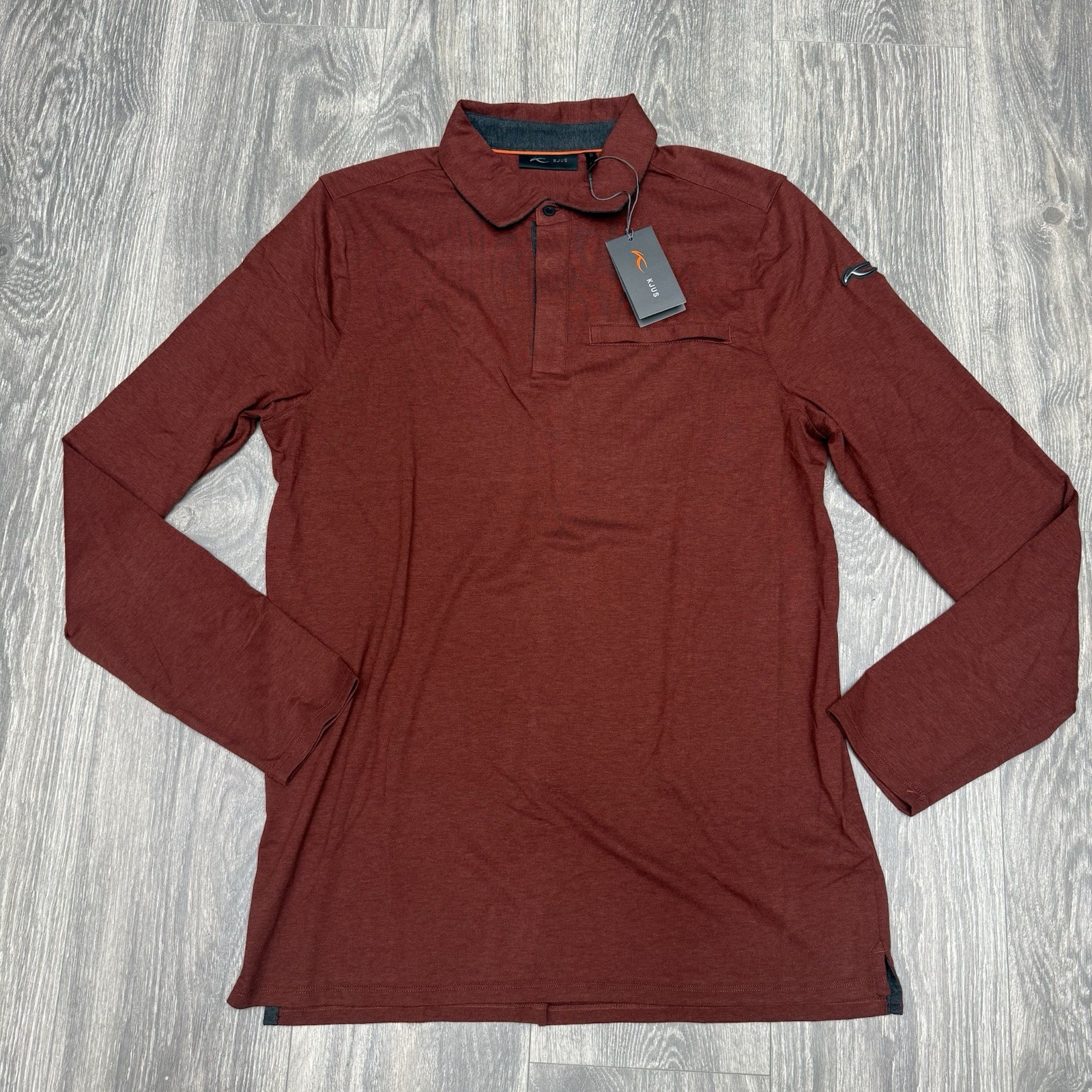 Kjus Inverness Cashmere Blend Long Sleeve Polo Shirt Maroon Men\'s size 52 Kjus Inverness Cashmere Blend Long Sleeve Polo Shirt Maroon Men\'s size 52