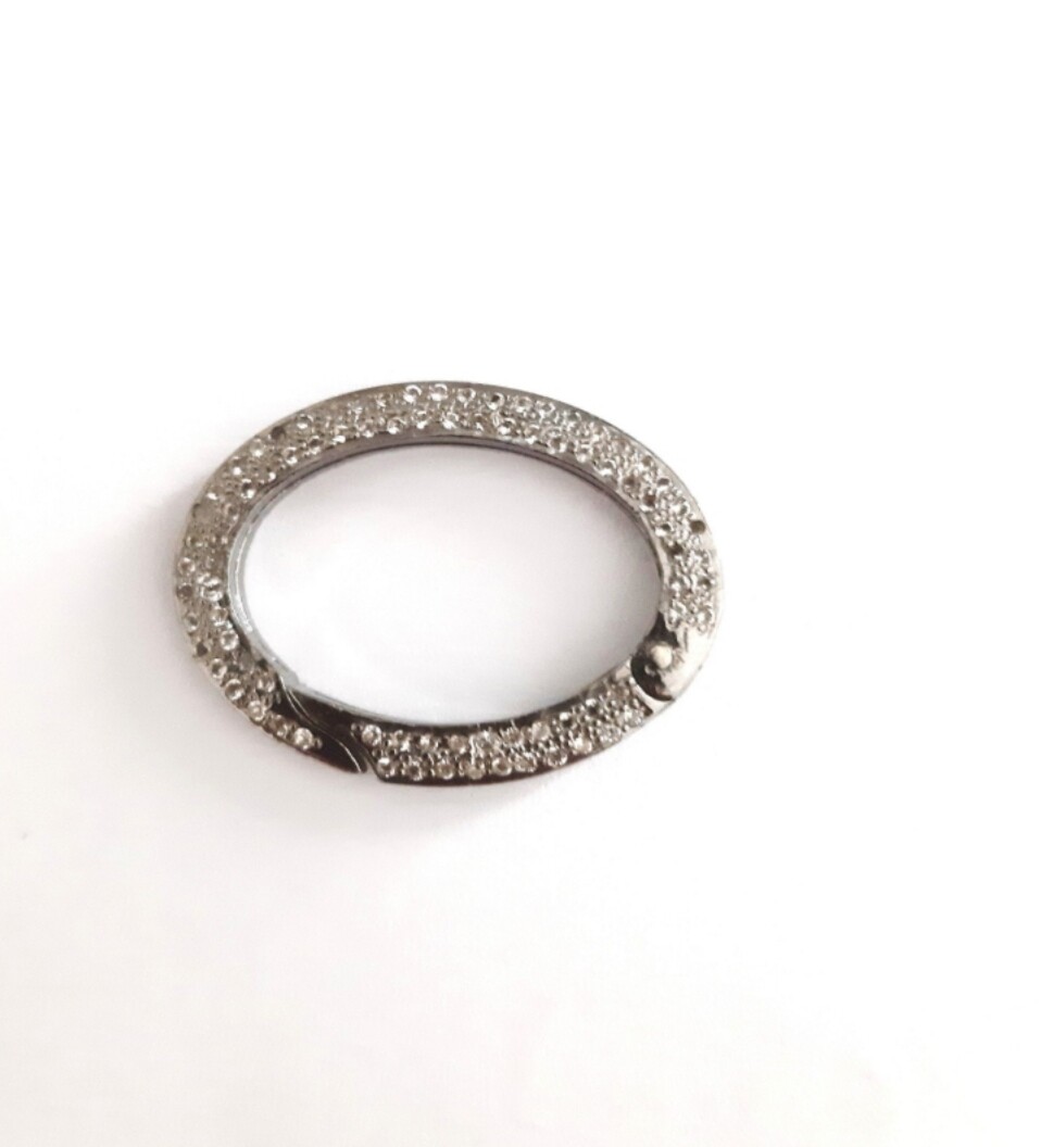 Pave diamond clasp 925 sterling silver diamond clasp oval shaped clasp jewellery