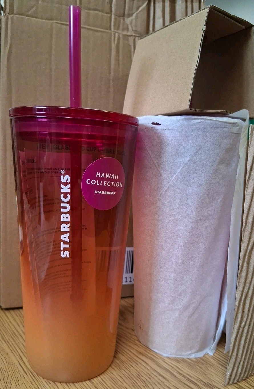 Set of 2 NIB 2020 Starbucks Hawaii Collection 18 oz Ombre Pink Glass Tumbler Set of 2 NIB 2020 Starbucks Hawaii Collection 18 oz Ombre Pink Glass Tumbler