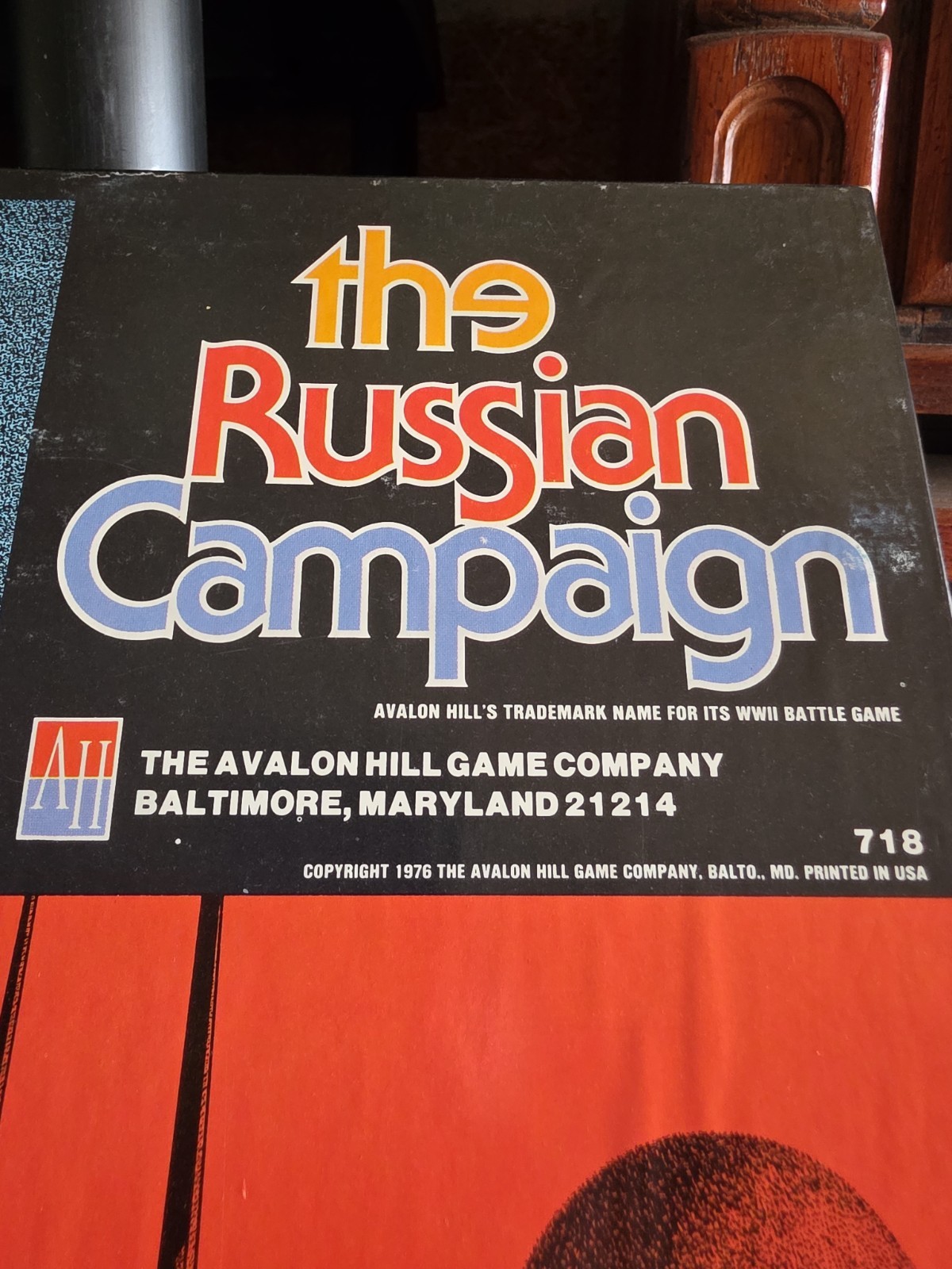 1976 THE RUSSIAN CAMPAIGN BOARD GAME by AVALON HILL - COMPLETE