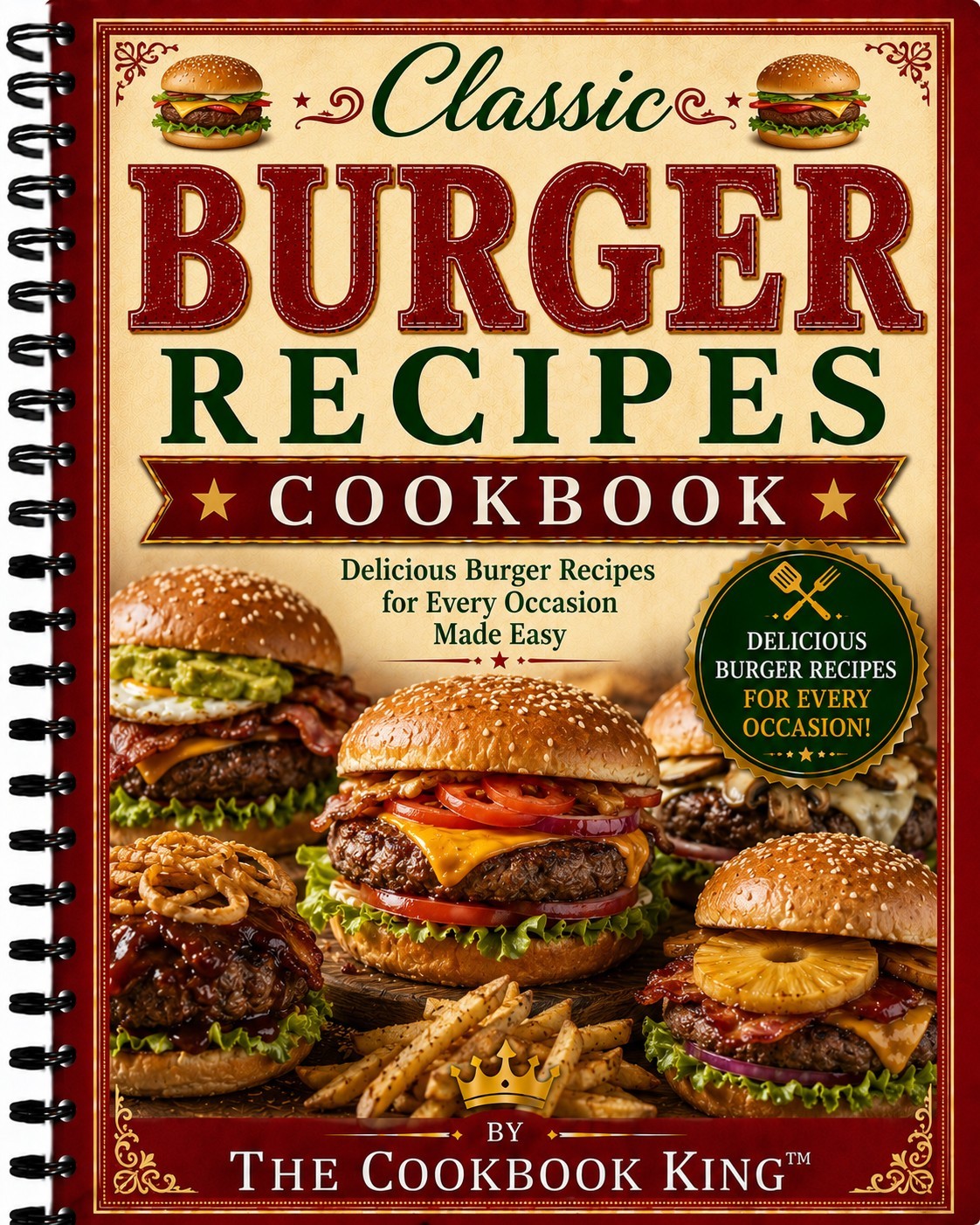 Burger Cookbook  + Vacation Certificate cook book Recipes Cookbook Classic