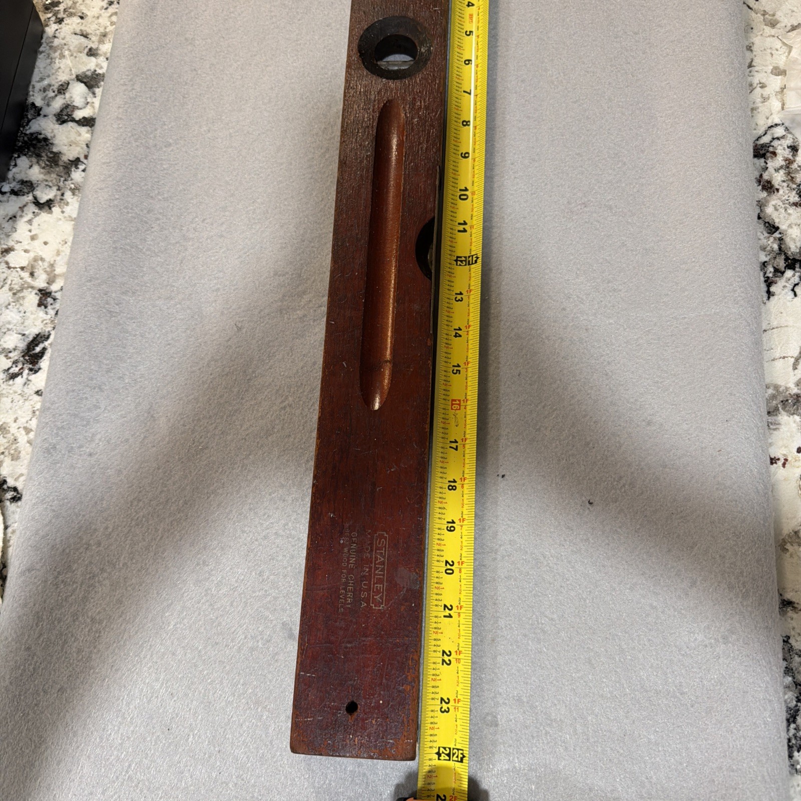 Vintage Stanley Early 24” Cherry & Brass Level For Restoration