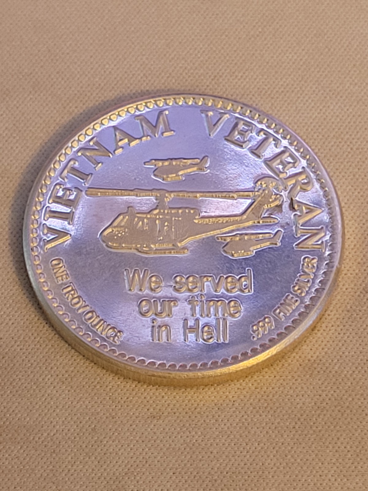 Vintage Vietnam Veteran Service Bullion - 1  Troy Ounce .999 Silver Round