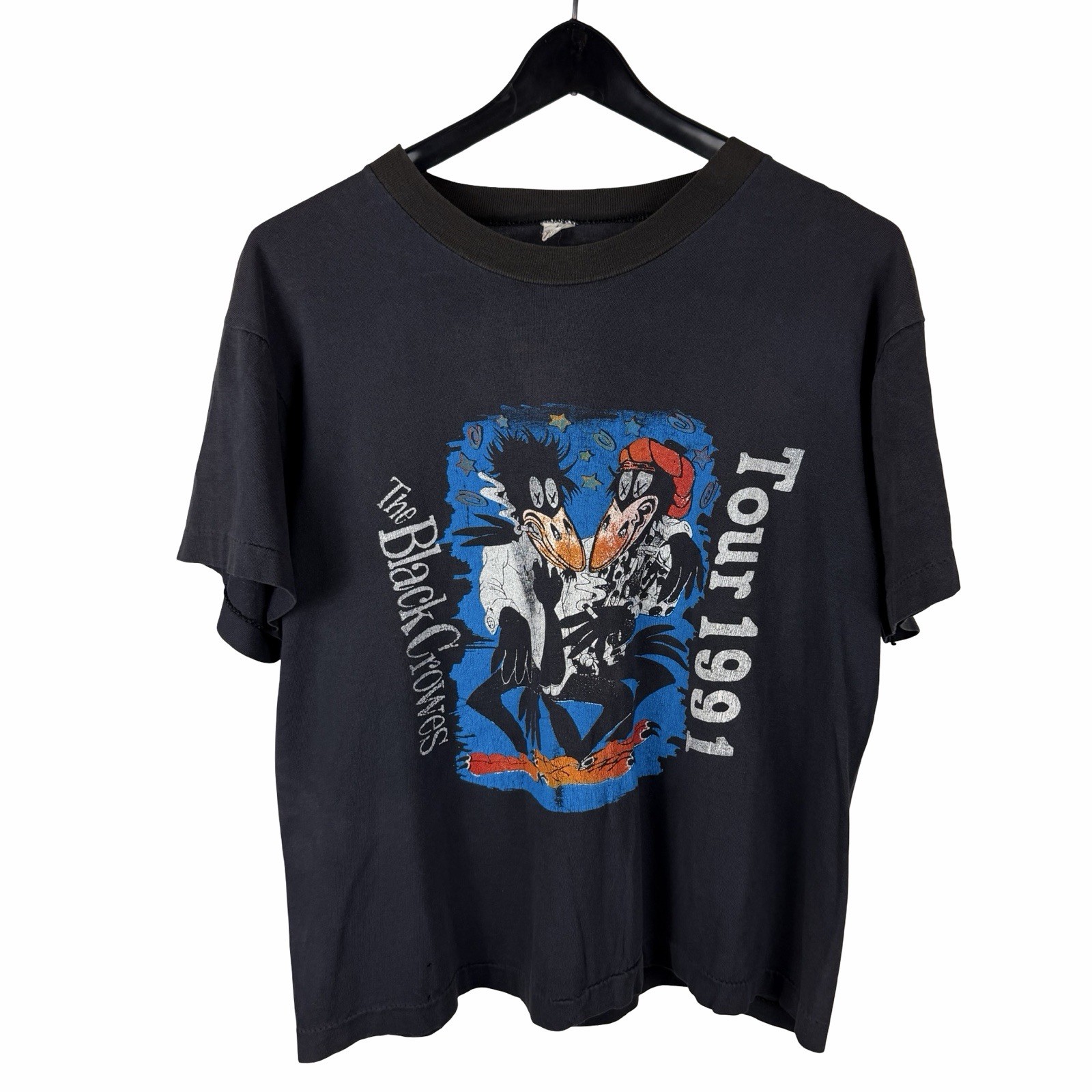 Vintage 1991 Rare The Black Crowes Rock Band Tour Boxy Graphic Shirt Size L