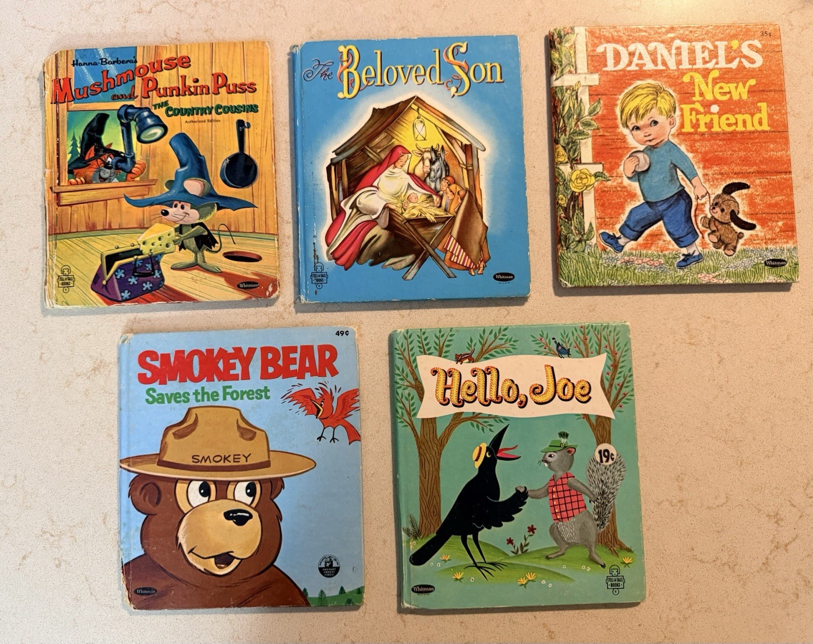 Vintage Whitman Tiny Tales Children Story Books x 5 Smokey Bear Hello Joe Etc.
