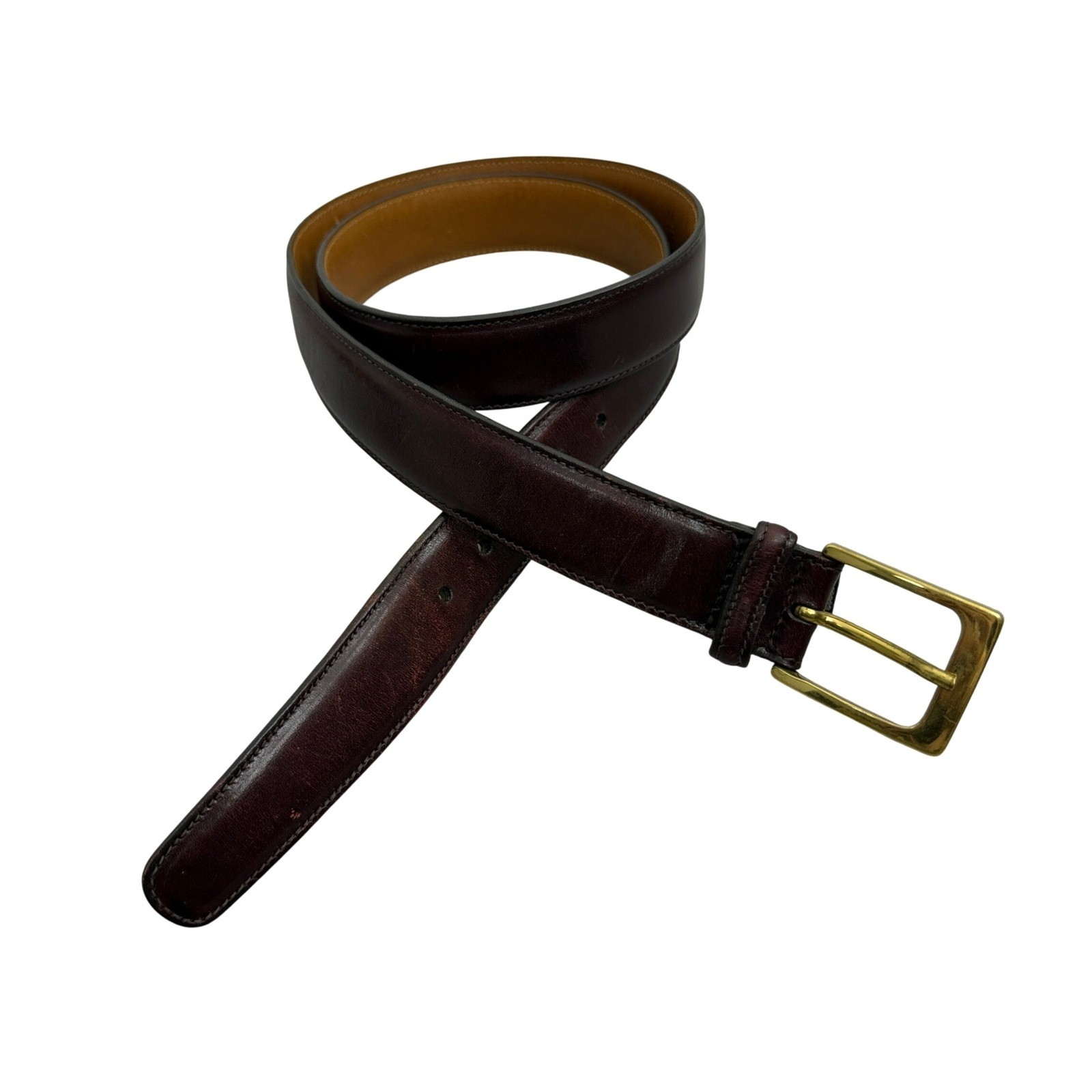 Trafalgar Belt Mens 36 Bordeaux Leather Solid Brass Buckle Dress Cortina Casual
