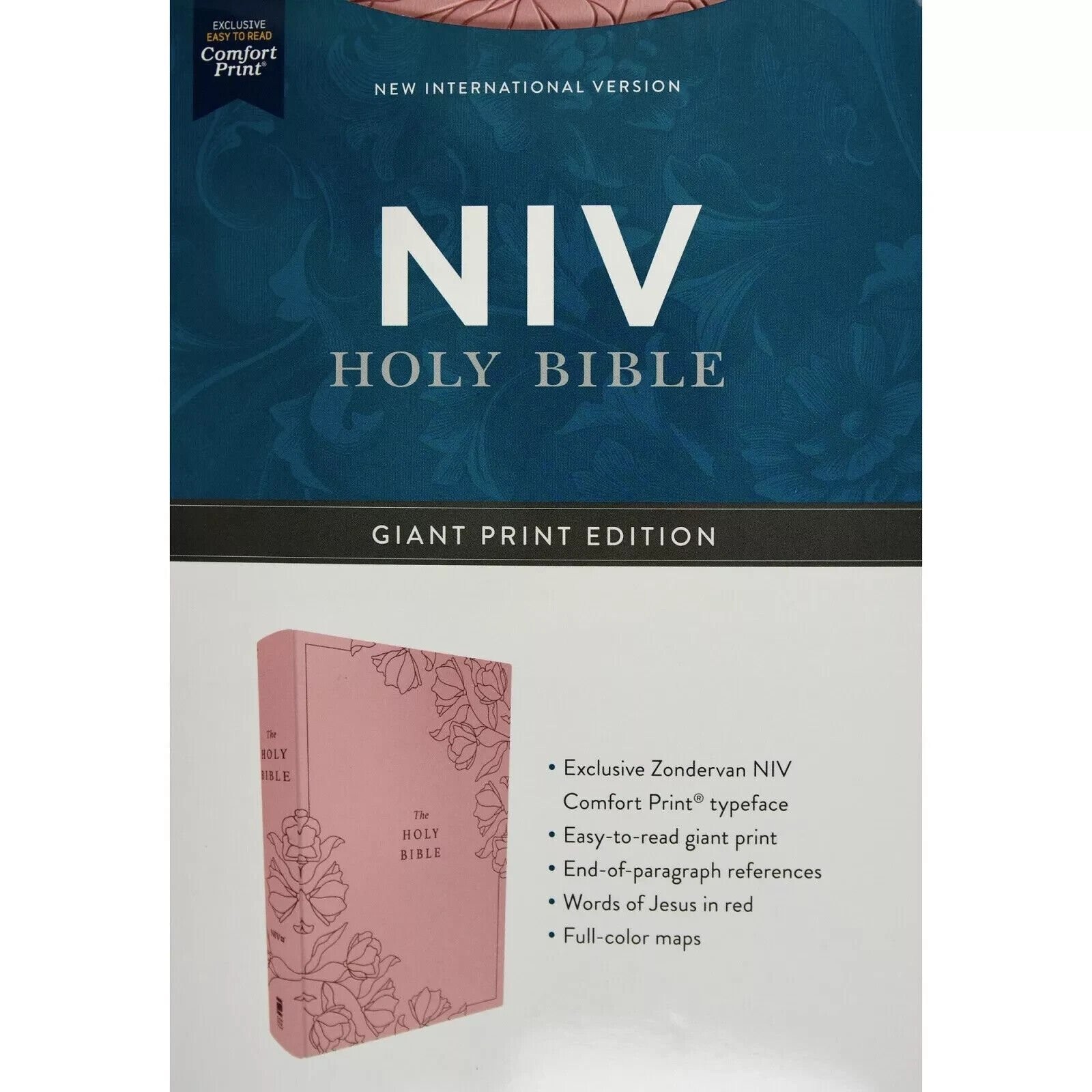 NIV Bible Giant Print Edition, Gold Glid, Pink BRAND NEW Leathersoft Embossed NIV Bible Giant Print Edition, Gold Glid, Pink BRAND NEW Leathersoft Embossed