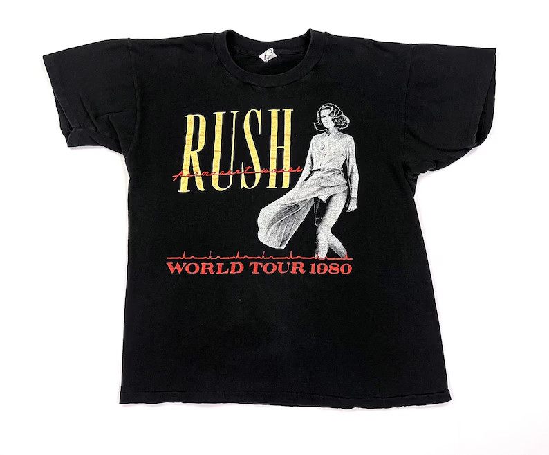 Rush Permanent Waves 1980 Vintage Progressive Rock Tour Concert Graphic Tee