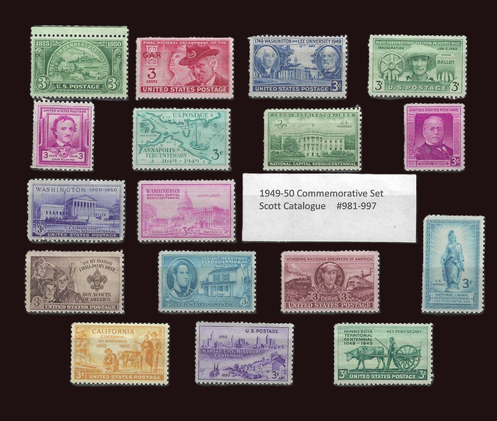 1949-1950 US Commemorative Year Sets (Complete) #981-997 MNH 1949-1950 US Commemorative Year Sets (Complete) #981-997 MNH