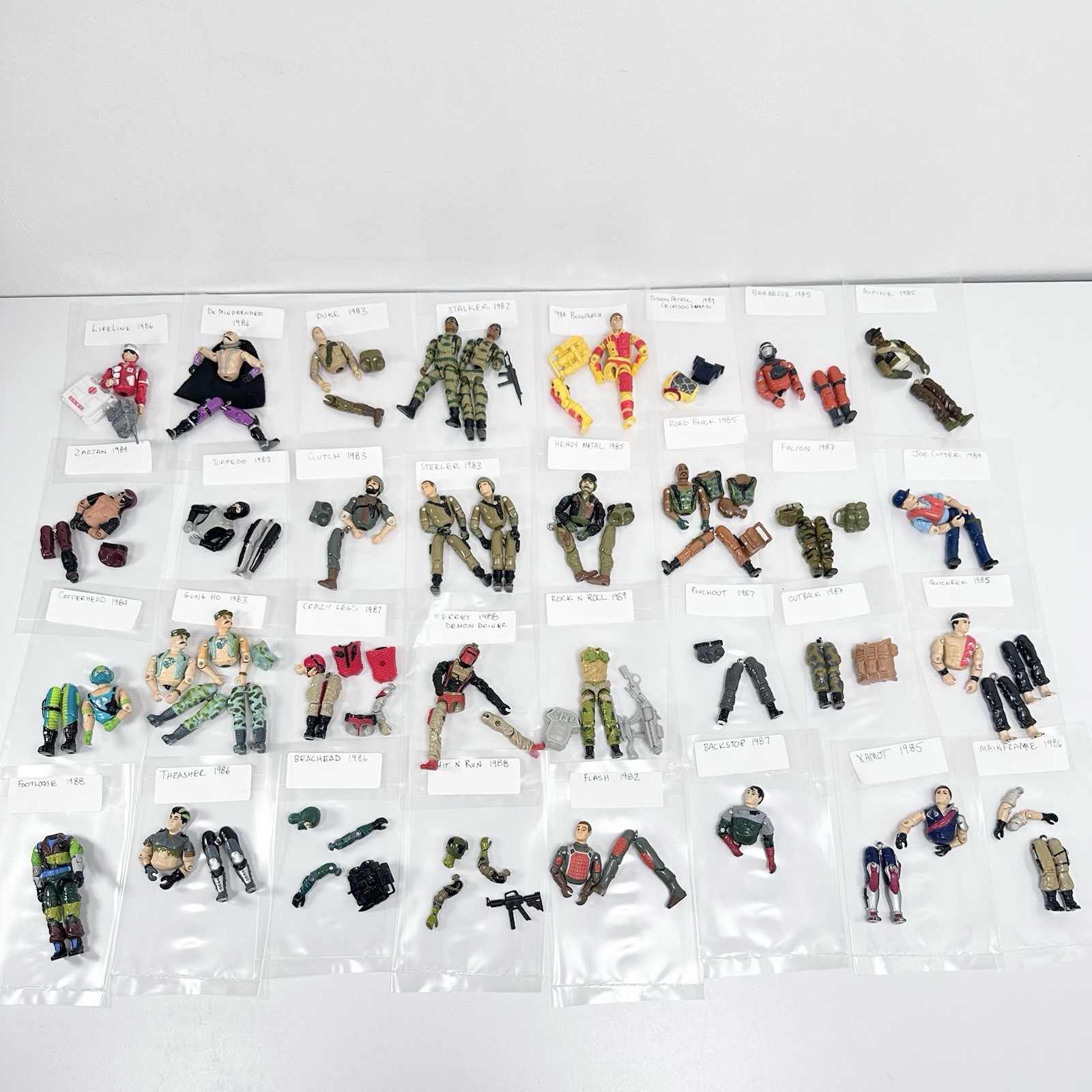 Vintage GI Joe 1982-89 Parts Lot of 32 Figures Stalker Gung Ho Steeler