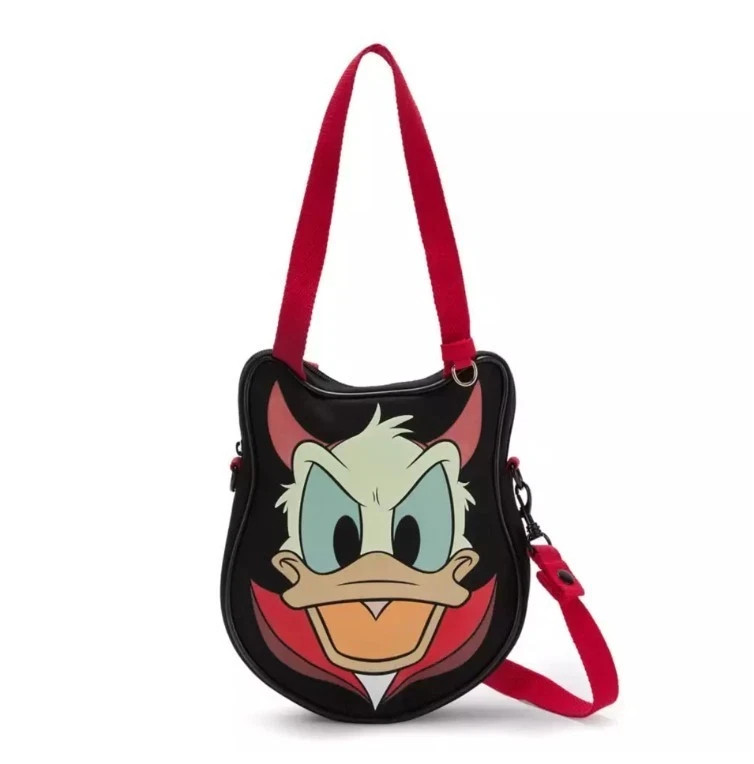 2026 Disney Parks Halloween Donald Duck Devil Black Mini Canvas Tote Bag New