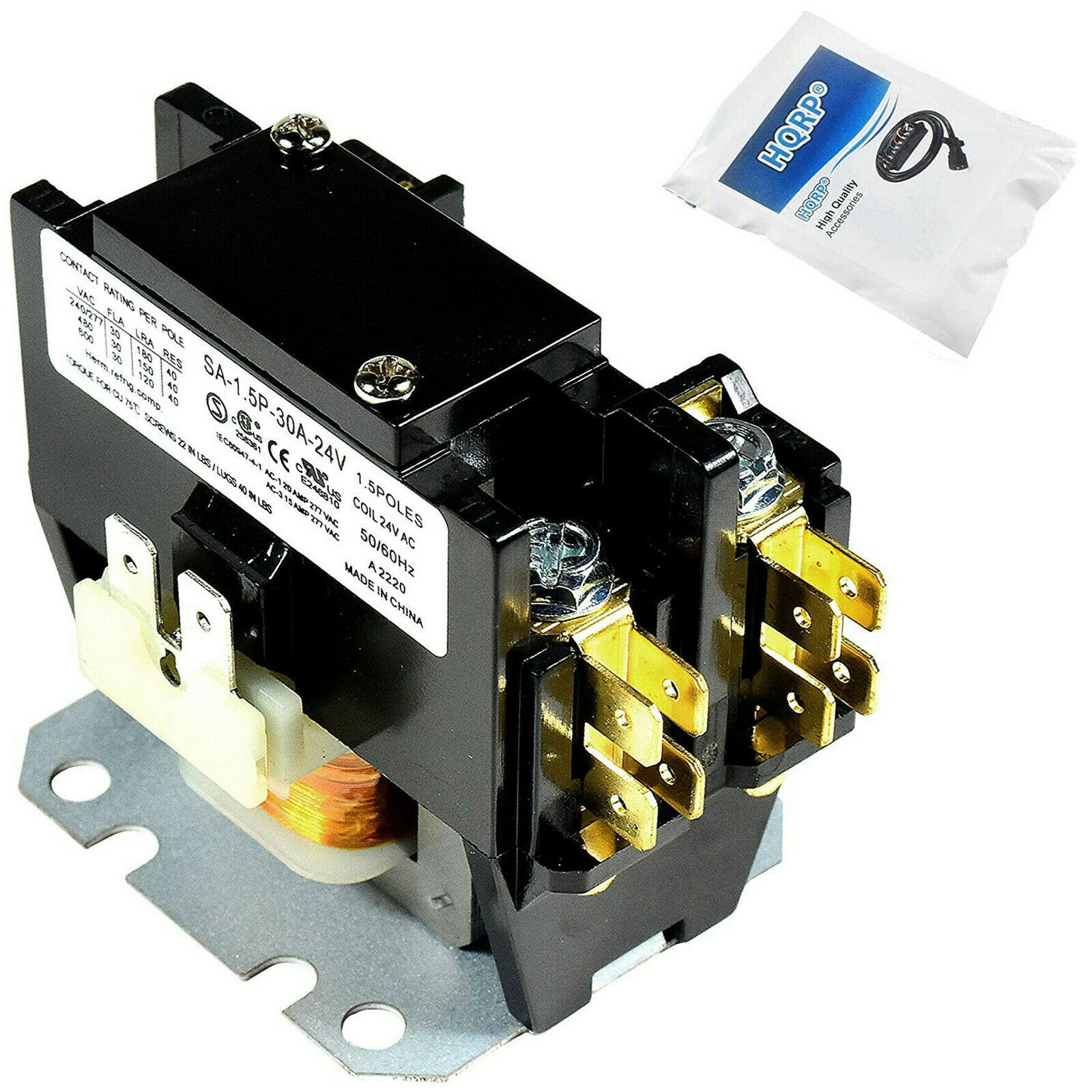 HQRP 24V Single Pole / 1 Pole 3 Amp Condenser Contactor for Bryant P282-0311 UL