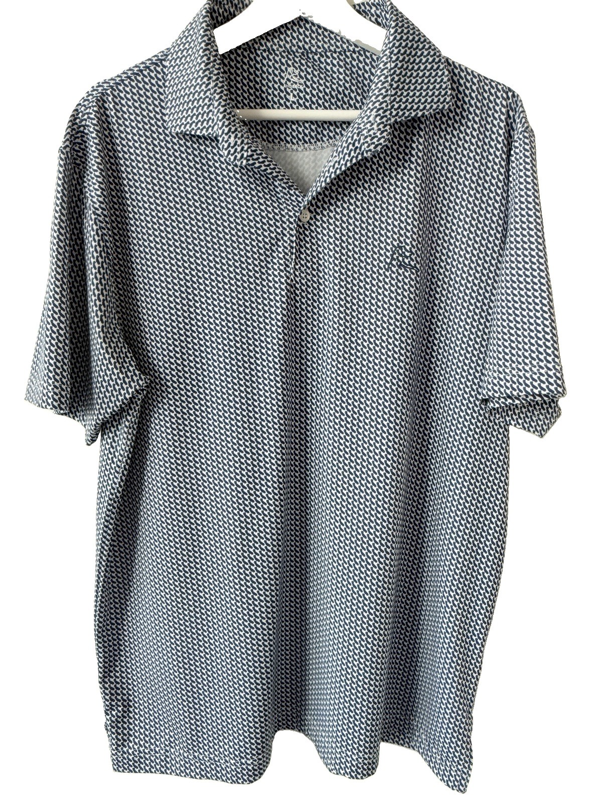 Rhoback The Cali Performance Polo Shirt Mens LARGE Blue White California EUC