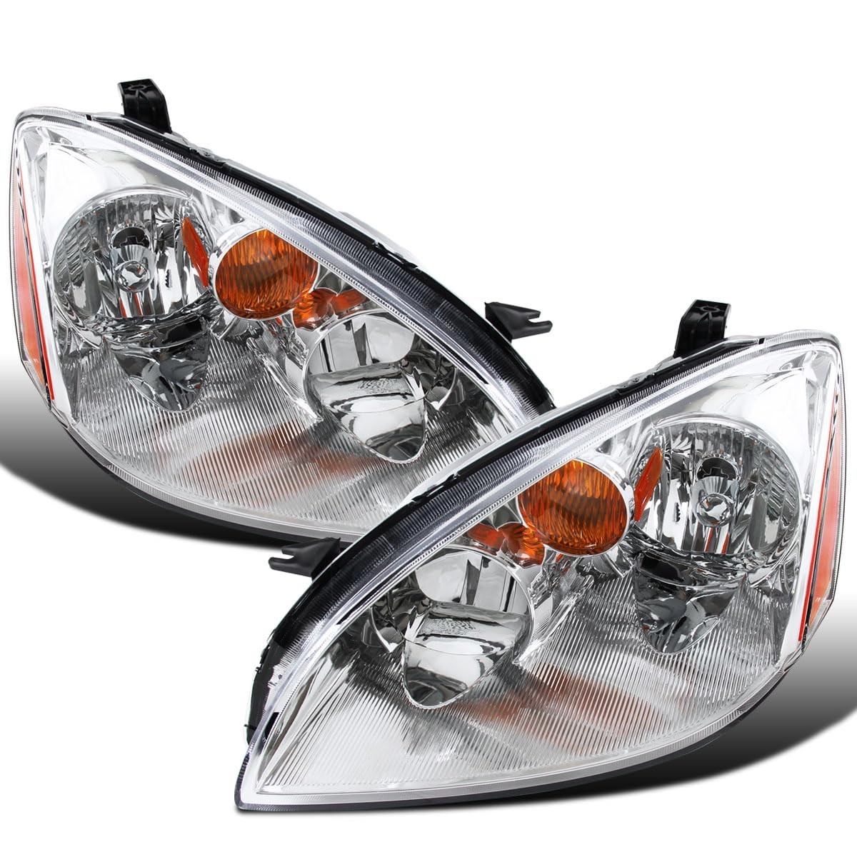 2002-2004 Nissan Altima Factory Replacement Halogen Headlights Pair Chrome