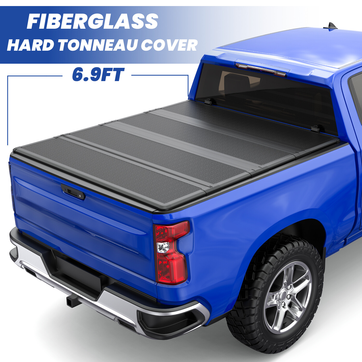 6.9FT 4-Fold Hard Truck Tonneau Cover For 2019-2026 Silverado Sierra 2500 3500HD