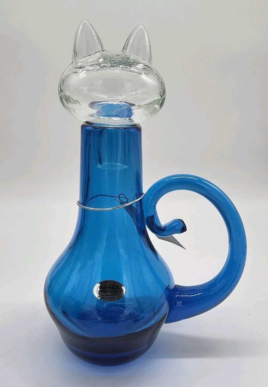 Blenko 2516 Blenkat Decanter Turquoise with Crystal - Limited Release WBW 2026 