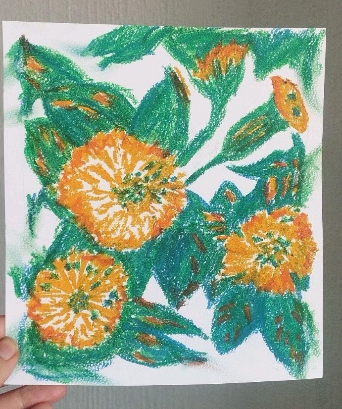 Original Painting - Oil Pastels A4 Square Gaudí Barcelona-signed 