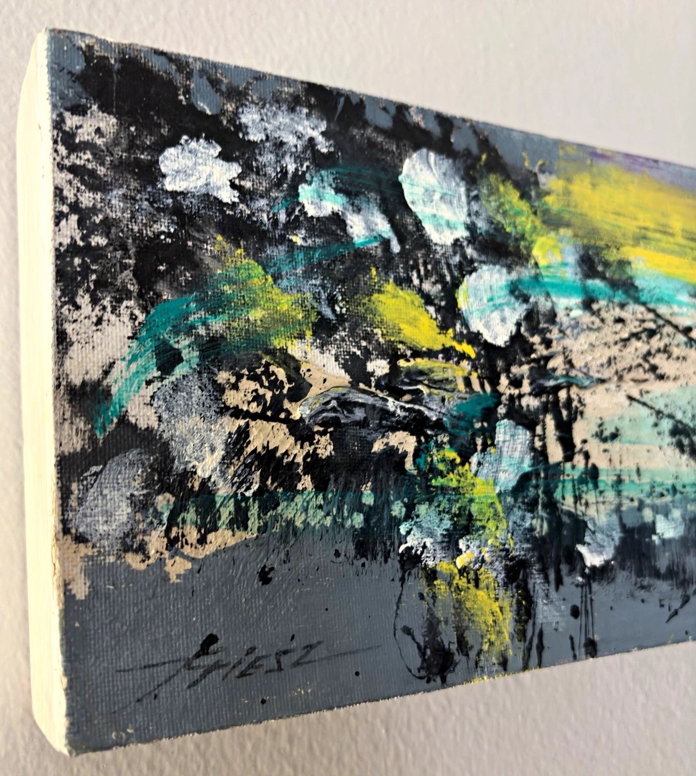 Ray Friesz (1930-2007) Large Abstract Original Painting on Canvas 37” x 5.5”