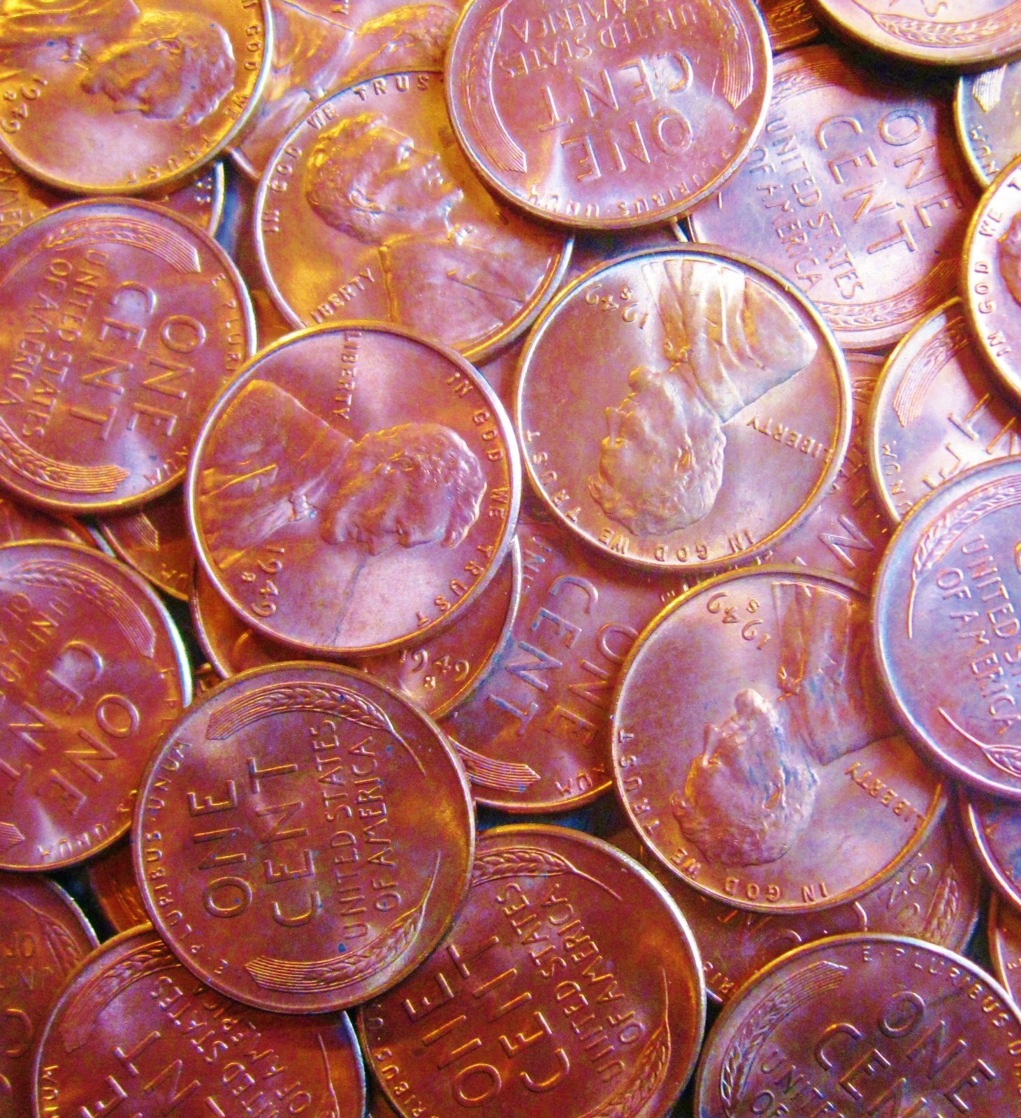 1949-S Choice Lincoln Cent Full Luster Minor Carbon Spotting like those shown