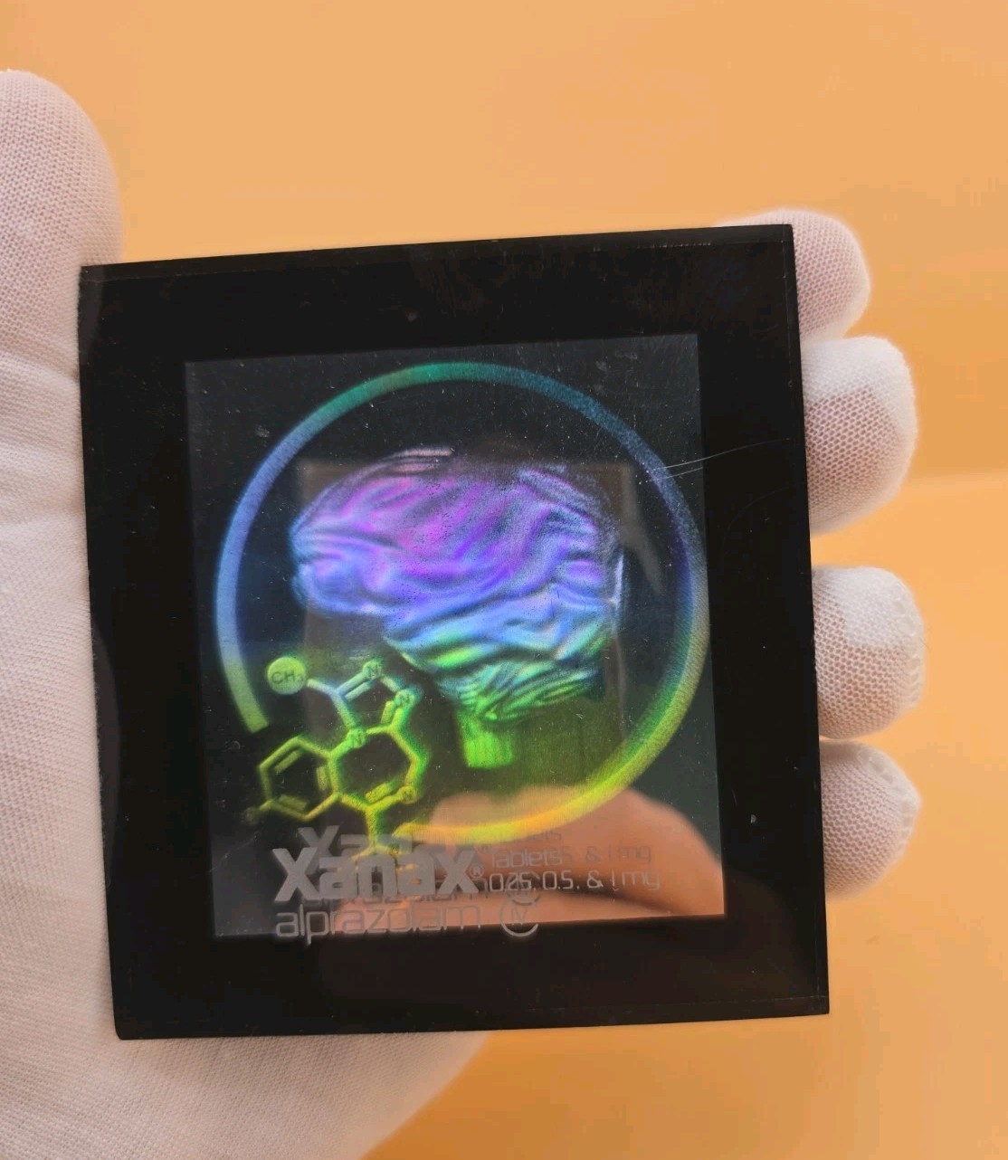 Rare Vintage Pfizer Xanax Alprazolam Promotional Hologram Display Plaque Rare Vintage Pfizer Xanax Alprazolam Promotional Hologram Display Plaque