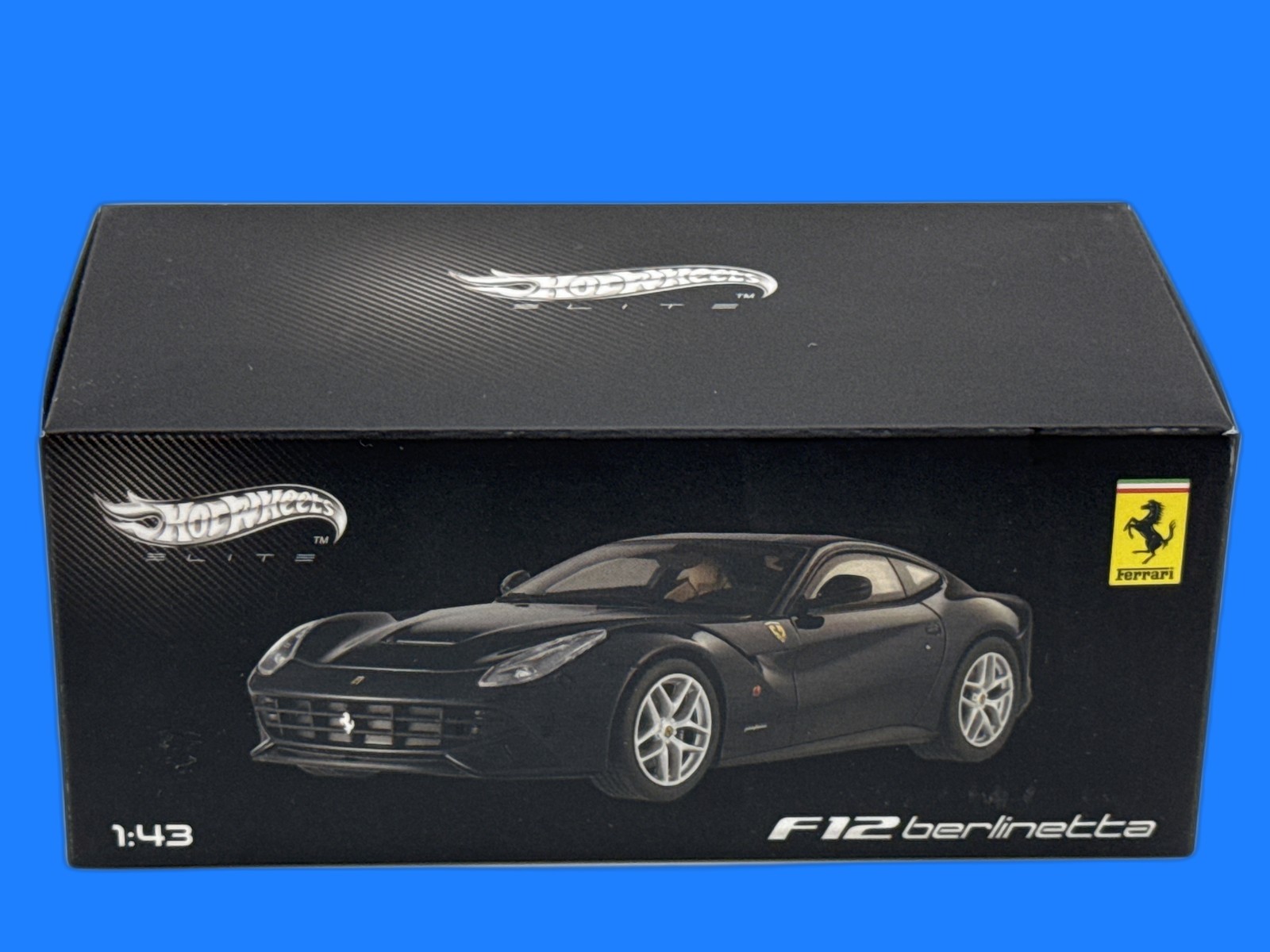 Hot Wheels Elite Ferrari F12 1:43 Scale Black Diecast Replica Sports Car Model