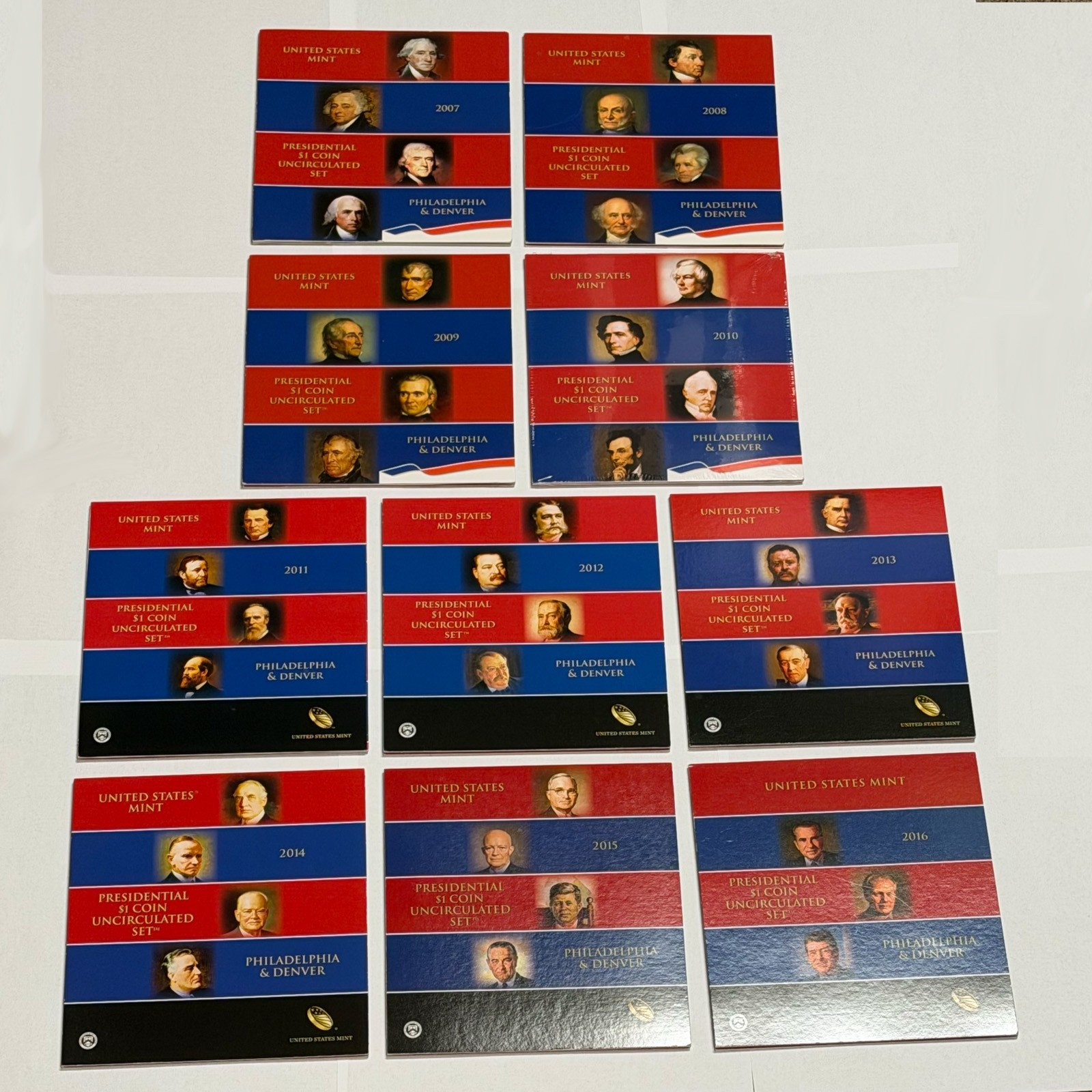 2007-2016 P D Presidential $1 Coin Uncirculated Complete Set US Mint NOT Sealed