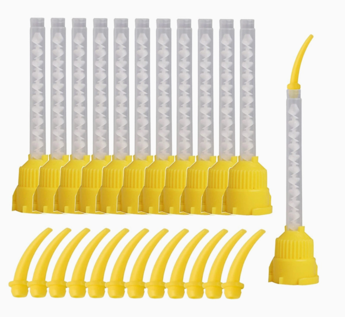 Share 100Pcs Dental Impression Mixing Tips with Yellow Banana tips
