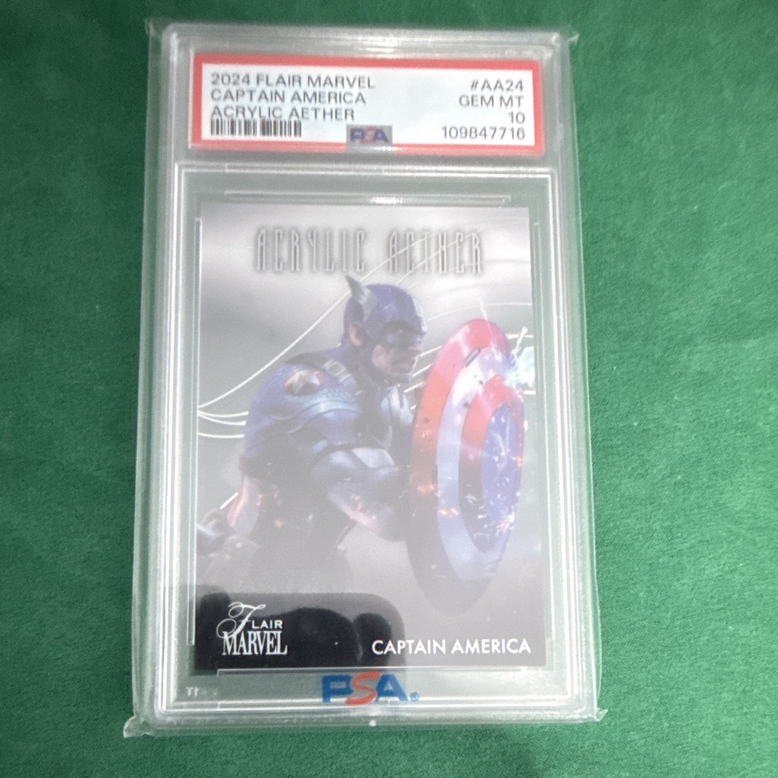 Fleer 2024 Flair Marvel Captain America Acrylic Aether #AA24 PSA 10 Fleer 2024 Flair Marvel Captain America Acrylic Aether #AA24 PSA 10