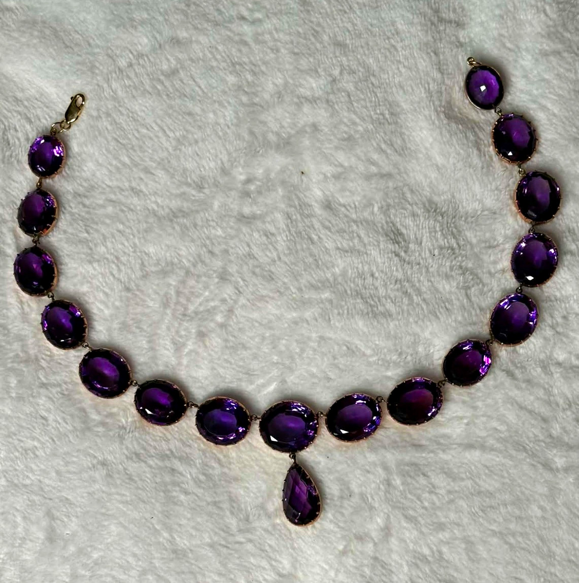 Antique 14KT Rose Gold Amethyst Bezel Necklace Antique 14KT Rose Gold Amethyst Bezel Necklace