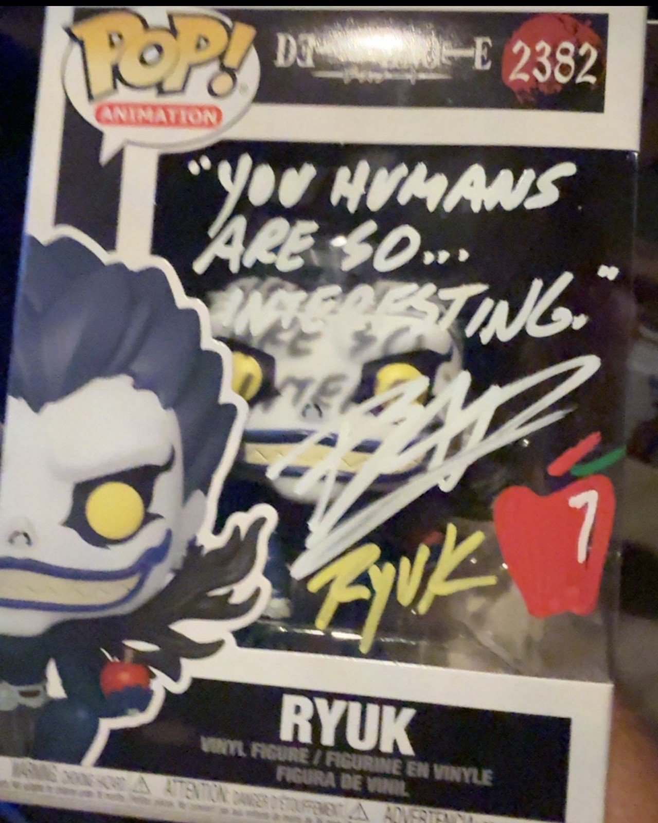 Brian Drummond Signed Ryuk #2382 Death Note Funko Pop Quote Apple Art JSA