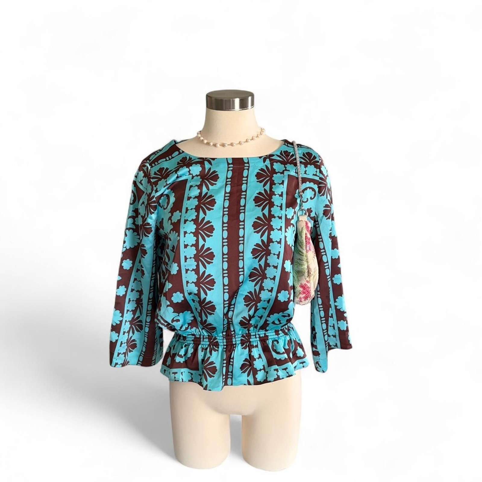 Ann-taylor Women\'s Blue and Brown Blouse