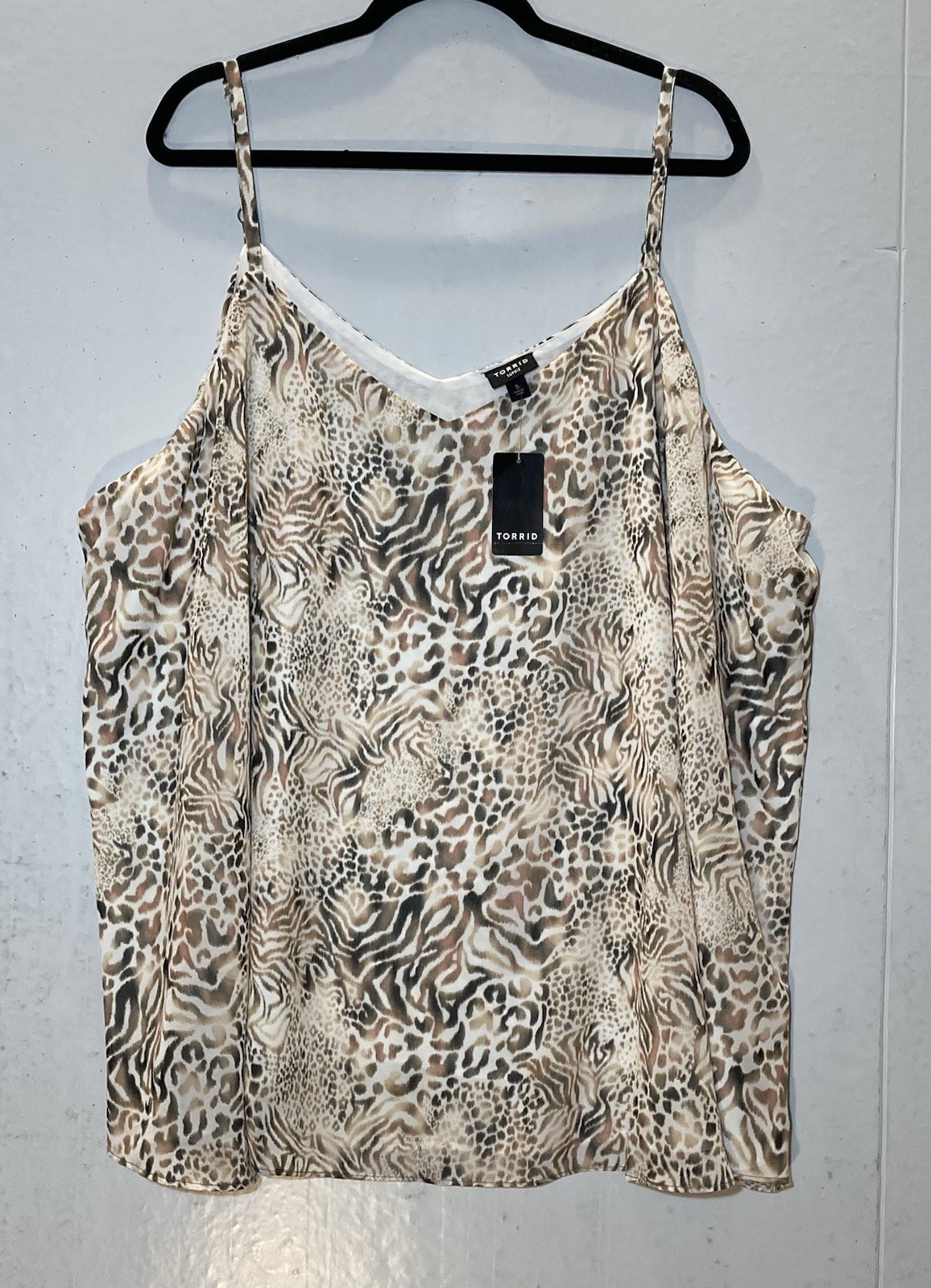 Torrid Sophie Cami Tank Top Plus 5X Size 5 Animal Print Chiffon VNeck Blouse NWT