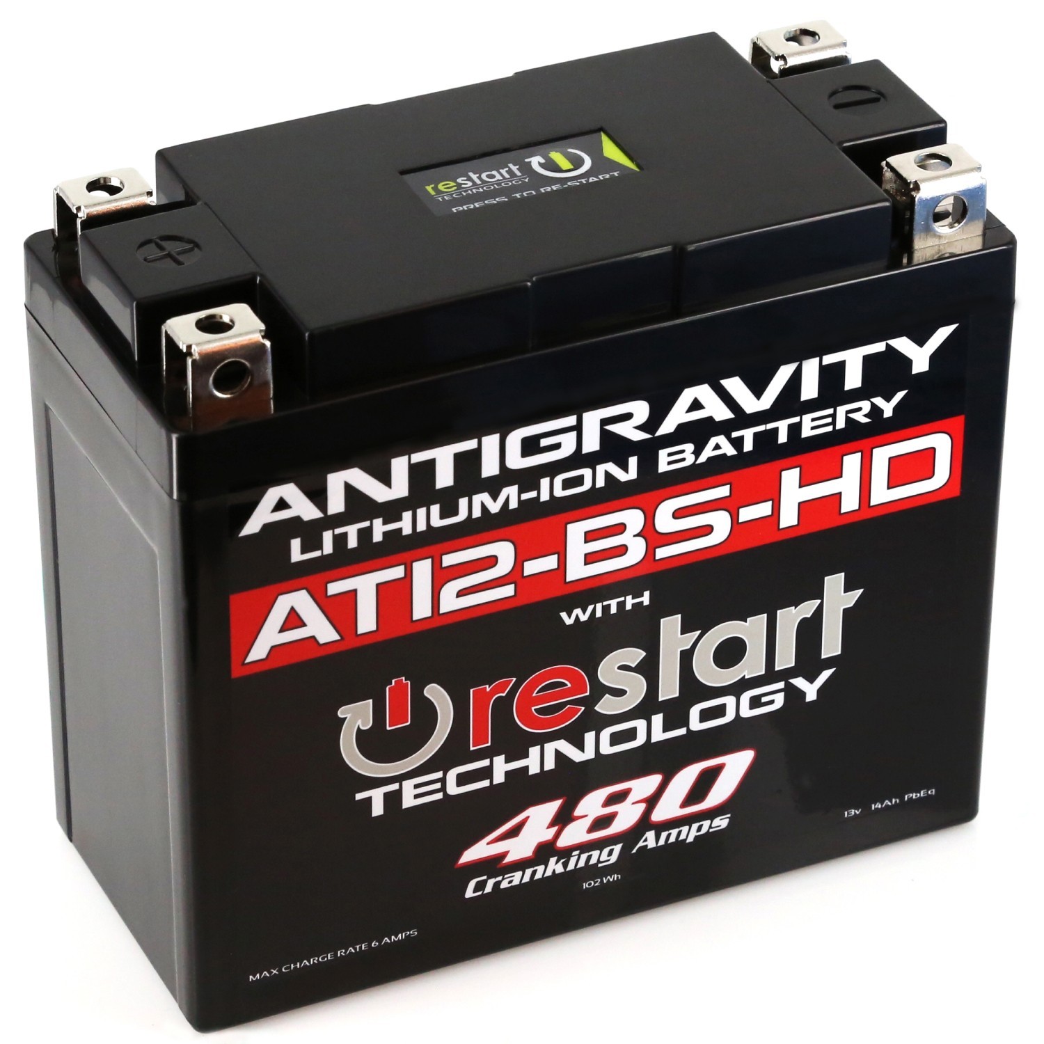 Antigravity AT12BS-HD-RS Lithium Motorcycle Battery RE-START 480CA BMS