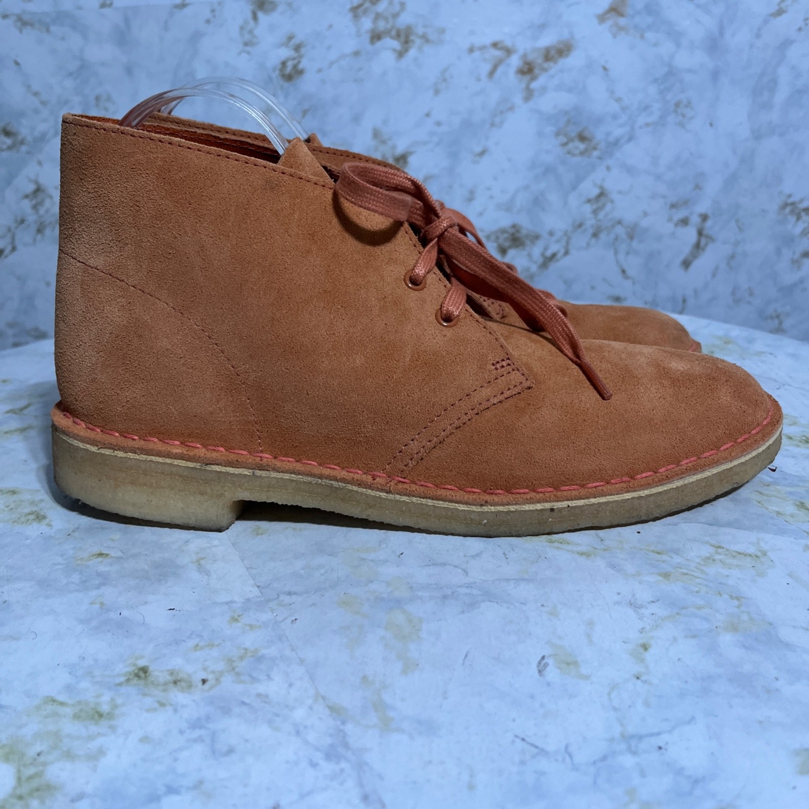Clarks Original Desert CFS Men\'s Size 9 Shoes Orange Suede Comfort Chukka Boots