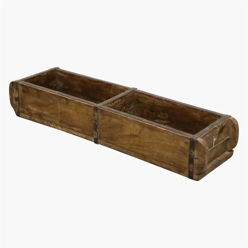 1930's Vintage Wooden Double Side Brick Mold Planter Handcrafted Old Original R0