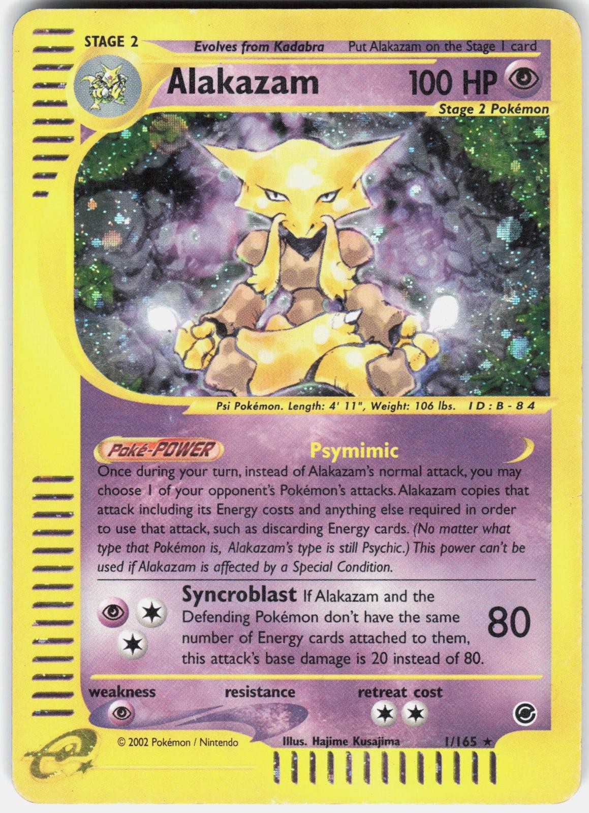 Pokemon Alakazam 1/165 Holo Rare Expedition Base Set Pokemon Moderately Played Pokemon Alakazam 1/165 Holo Rare Expedition Base Set Pokemon Moderately Played