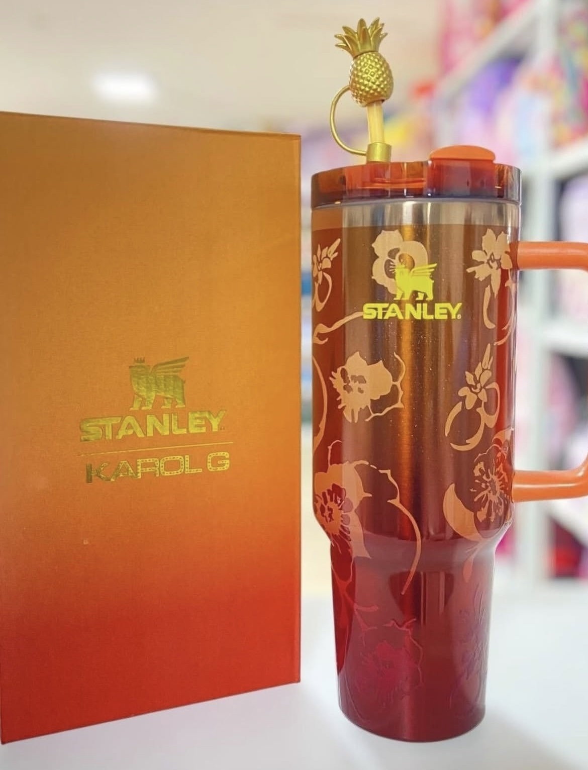 Stanley 1913 x Pineapple Floral 40oz Quencher H2.O FlowState Tumbler Orange New