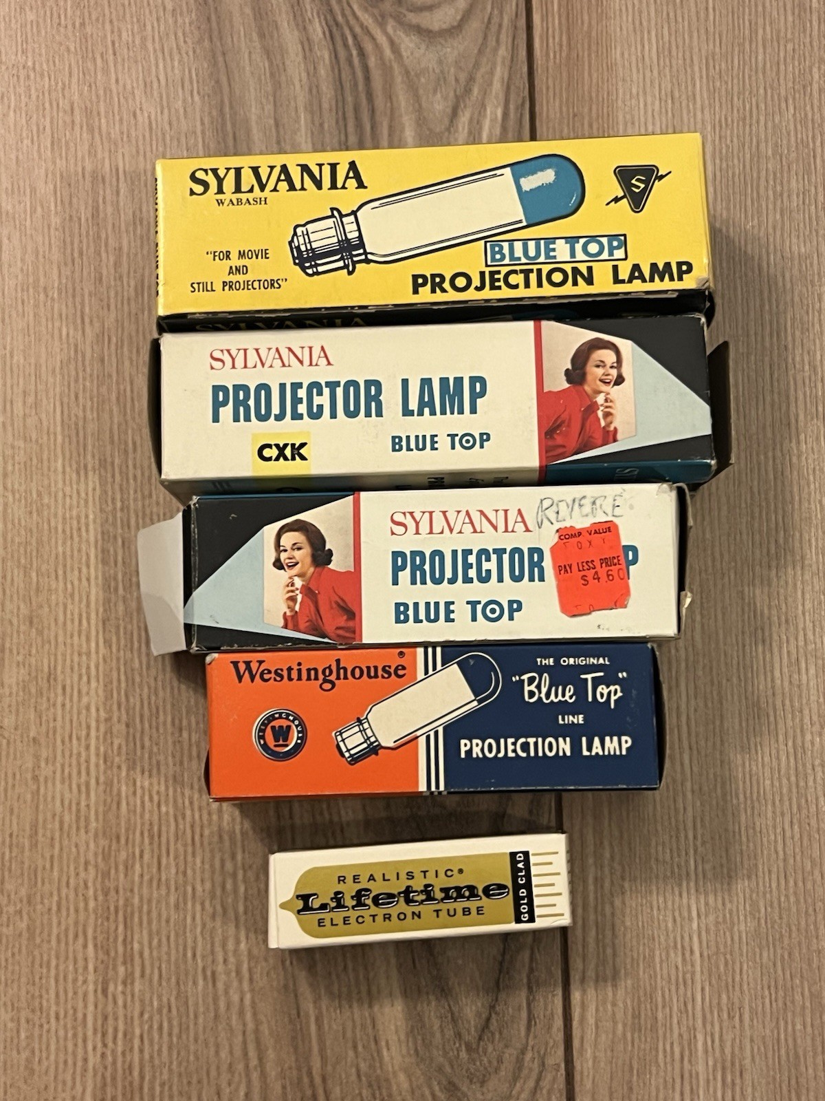 Lot Of 5 Vintage Blue Top Projector Projection Lamp Bulb SYLVANIA UNTESTED