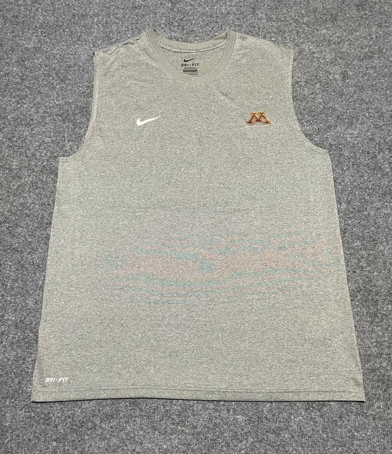 Nike Dri-FIT Men\'s Gray Sleeveless Activewear Top University of Minnesota