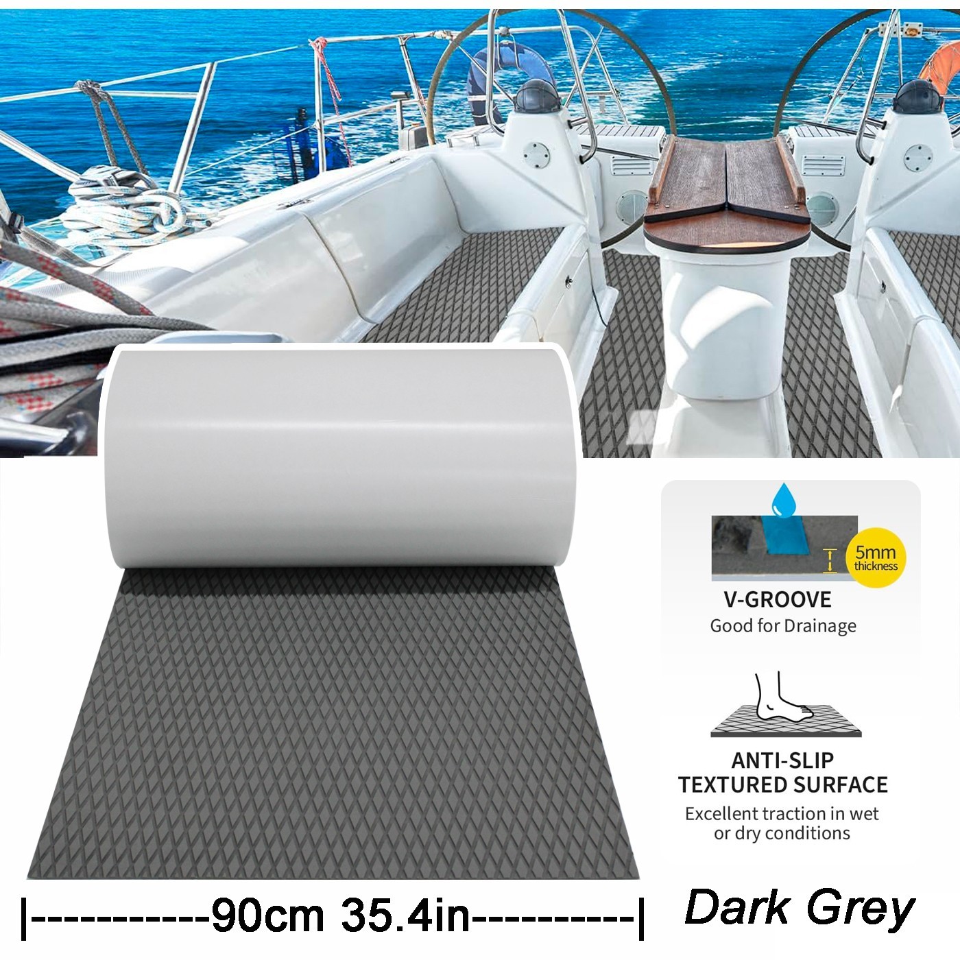 94x35in EVA Foam Boat Decking Sheet Mat Teak Marine Yacht Flooring Motorboat Pad