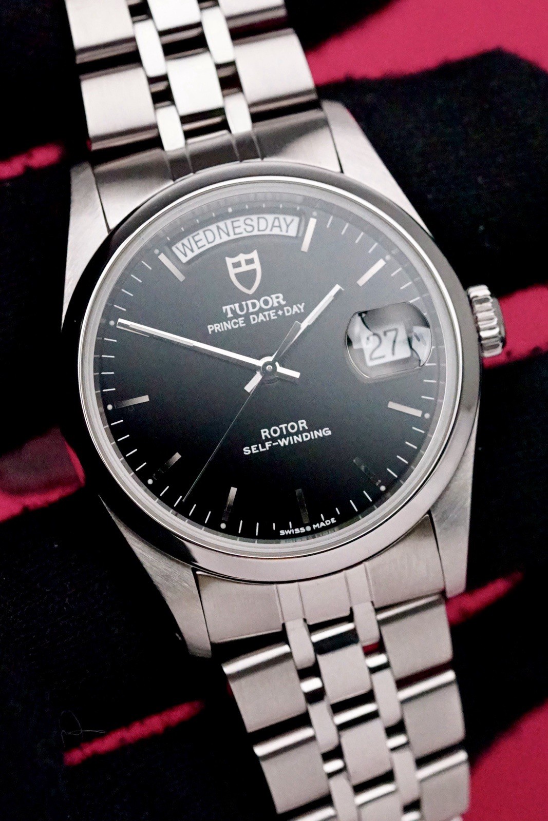 TUDOR Prince Date + Day 36 #76200 Black Stick Dial Clean