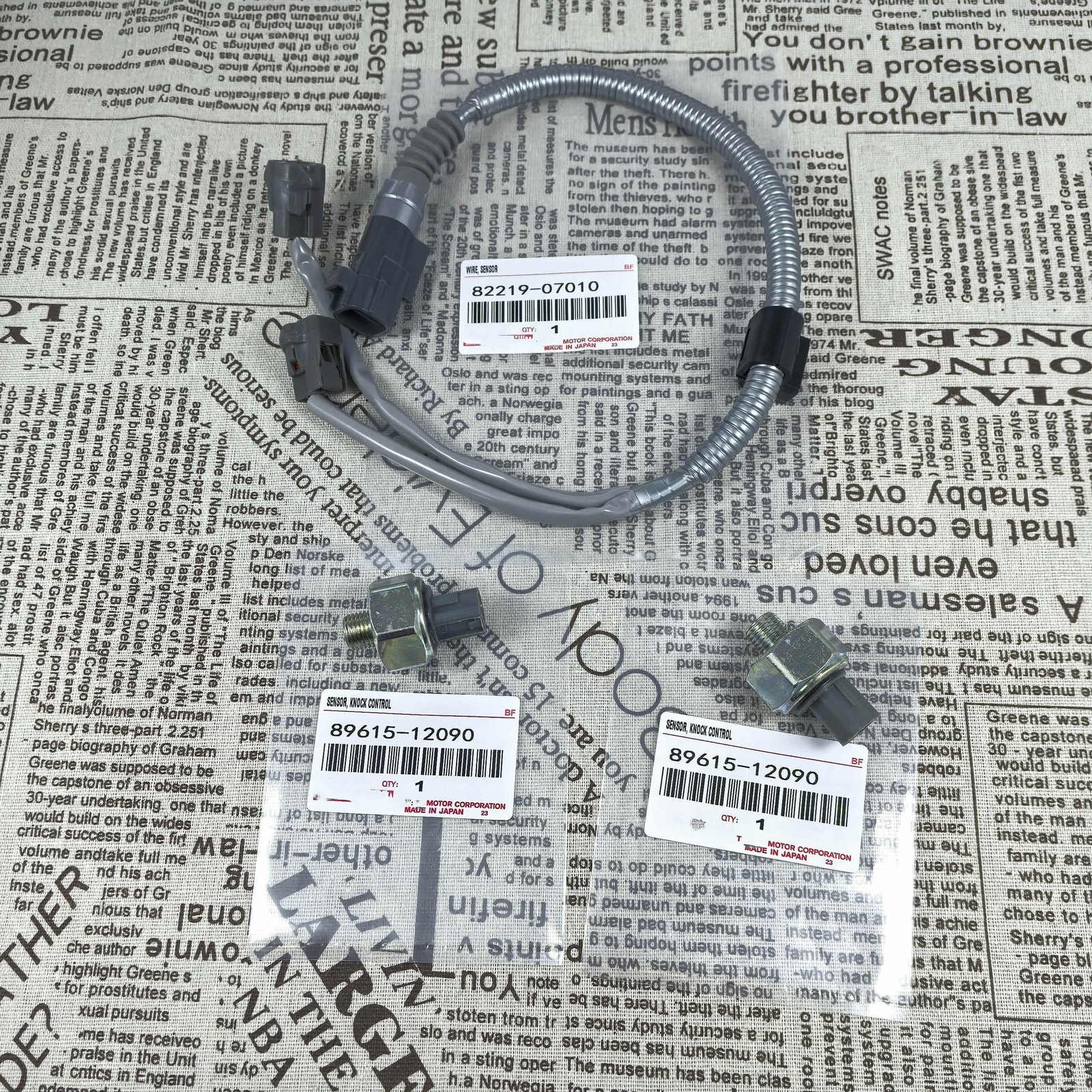 NEW OEM Denso 2pcs Knock Sensor 89615-12090 & Harness 82219-07010 for Toyot