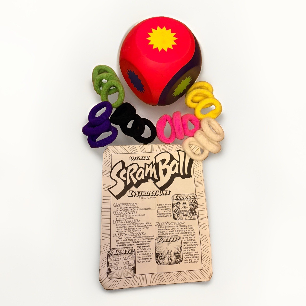 Vtg 1991 Milton Bradley Scramball Dodgeball Game - All 18 Wristbands Included Vtg 1991 Milton Bradley Scramball Dodgeball Game - All 18 Wristbands Included