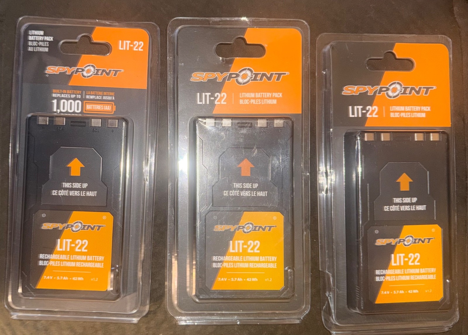 X3 LOT - SPYPOINT Rechargeable 7.4V Lithium Battery Pack for Trail Camera Y