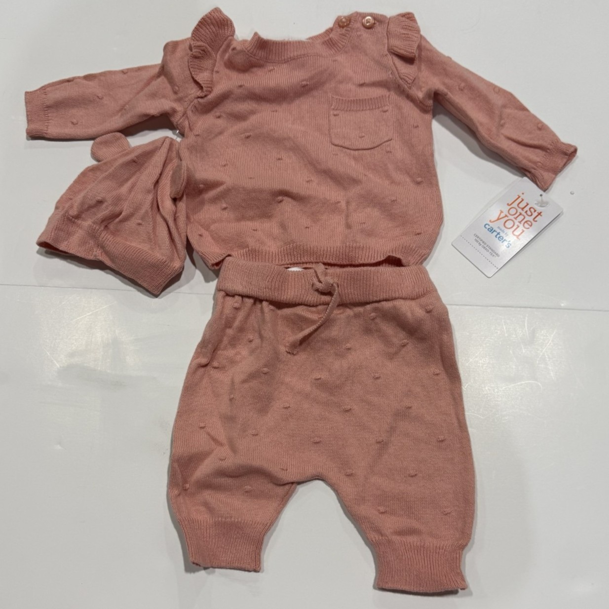 Carter\'s Just One You Baby Girls\' 3pc Sweater Top & Bottom Set - Pink 3M