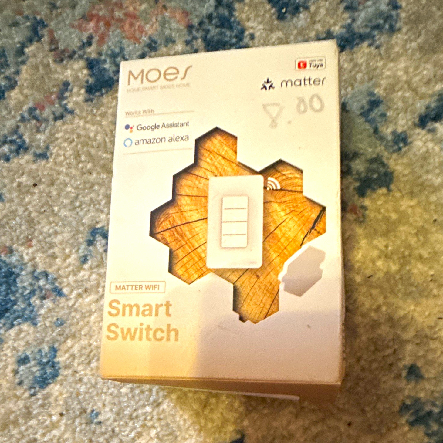 MOES Matter WiFi Smart Wall Switch White Alexa/Google Compatible 16A SPST