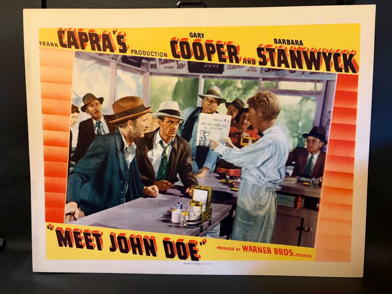 MEET JOHN DOE Lobby Card Gary Cooper Barbara Stanwyck Frank Capra VF/NM MEET JOHN DOE Lobby Card Gary Cooper Barbara Stanwyck Frank Capra VF/NM
