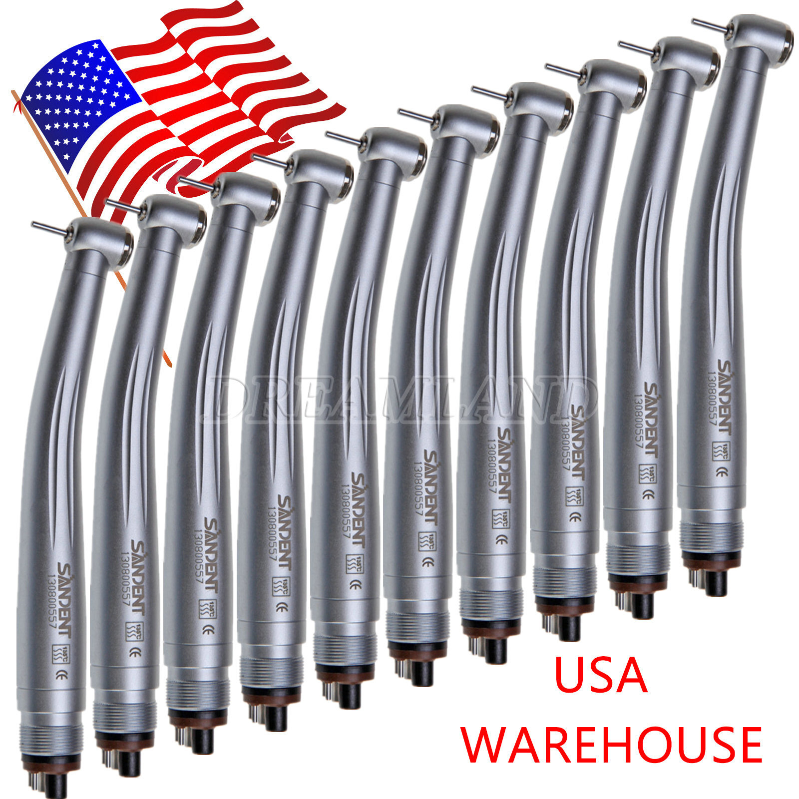 10pcs SANDENT NSK Pana Max Style Dental High Speed Handpiece Push Button 4 Hole