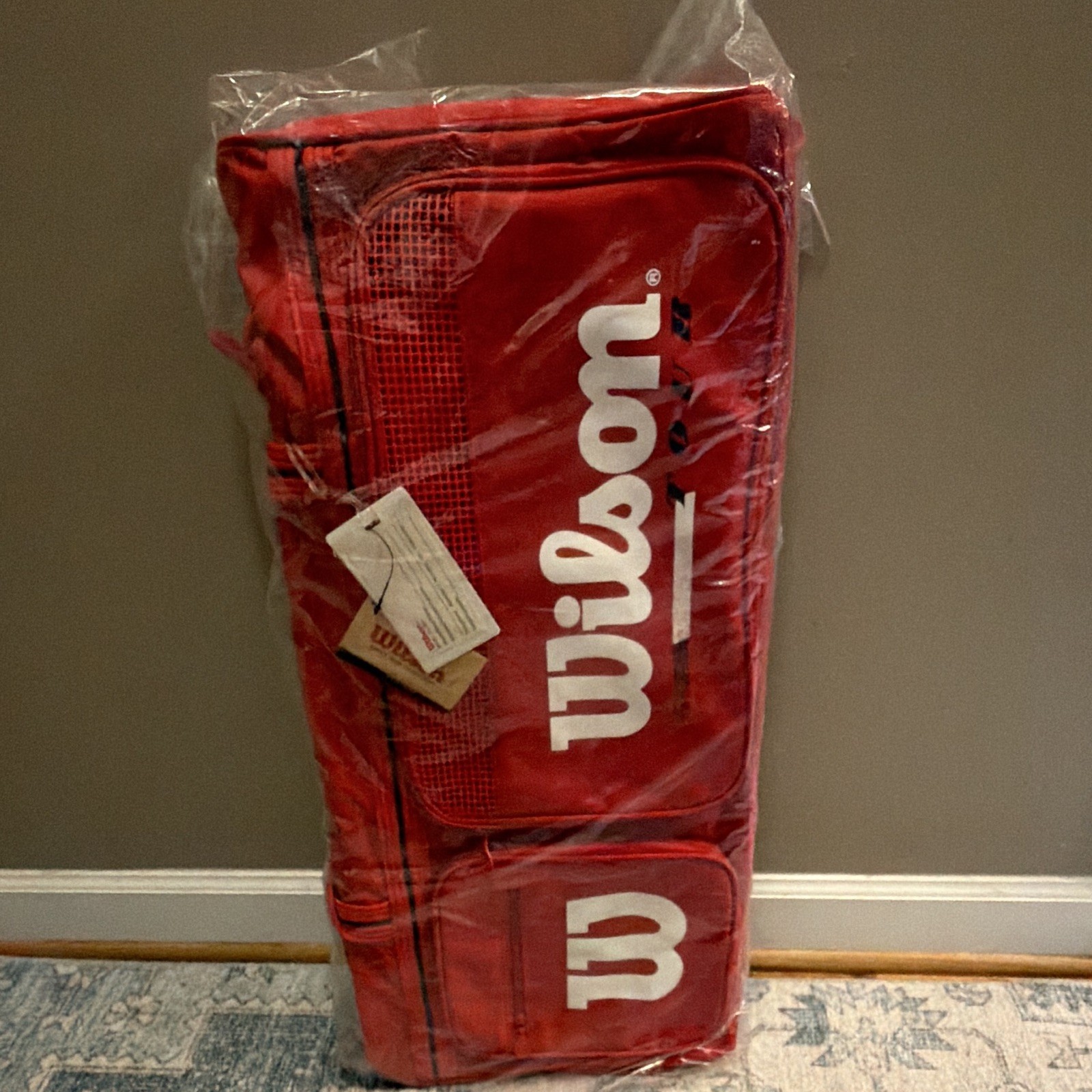 VTG NOS NWT 90s Wilson Tennis Tour Large Duffle Bag Red Block W Logo