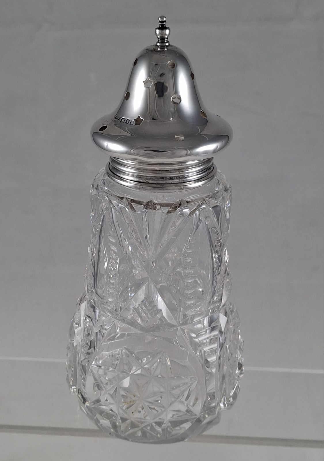 Sterling Silver & Glass Muffineer - Sugar Shaker - London - Henry Perkins & Sons